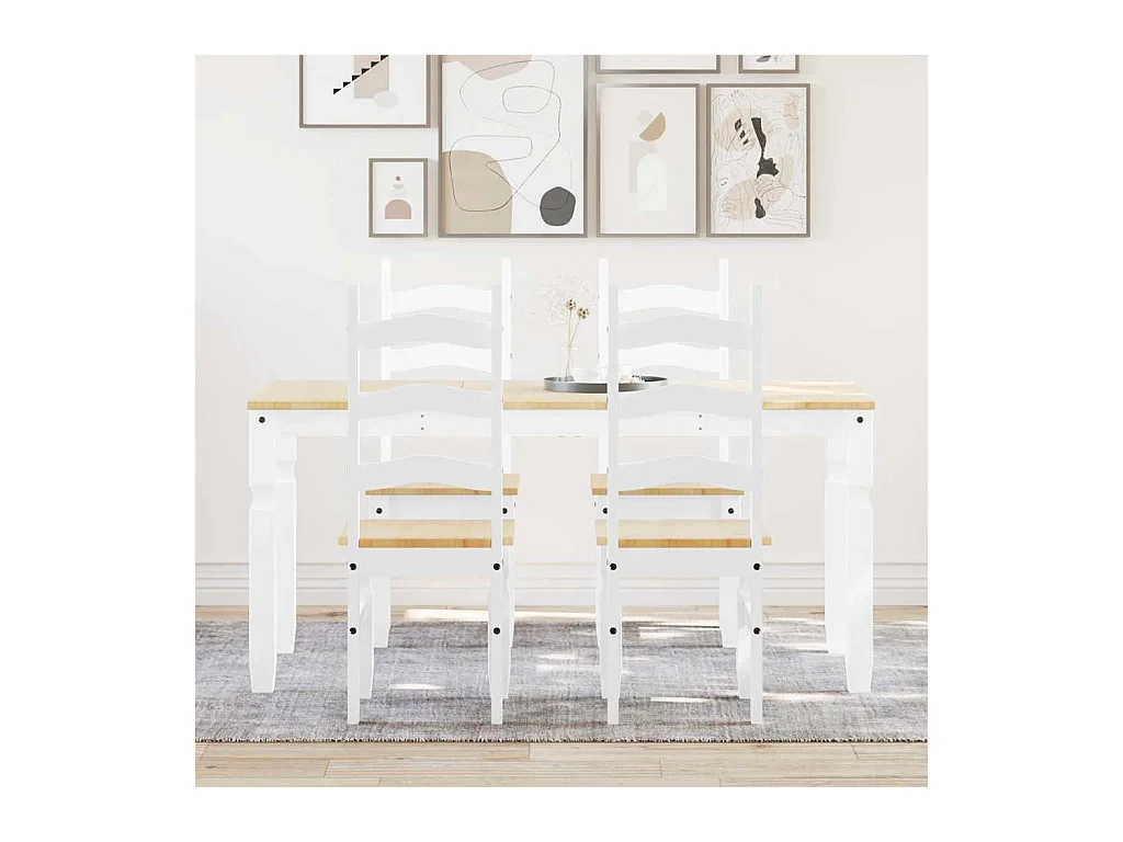 Panama 5-delige eetkamerset wit massief grenenhout