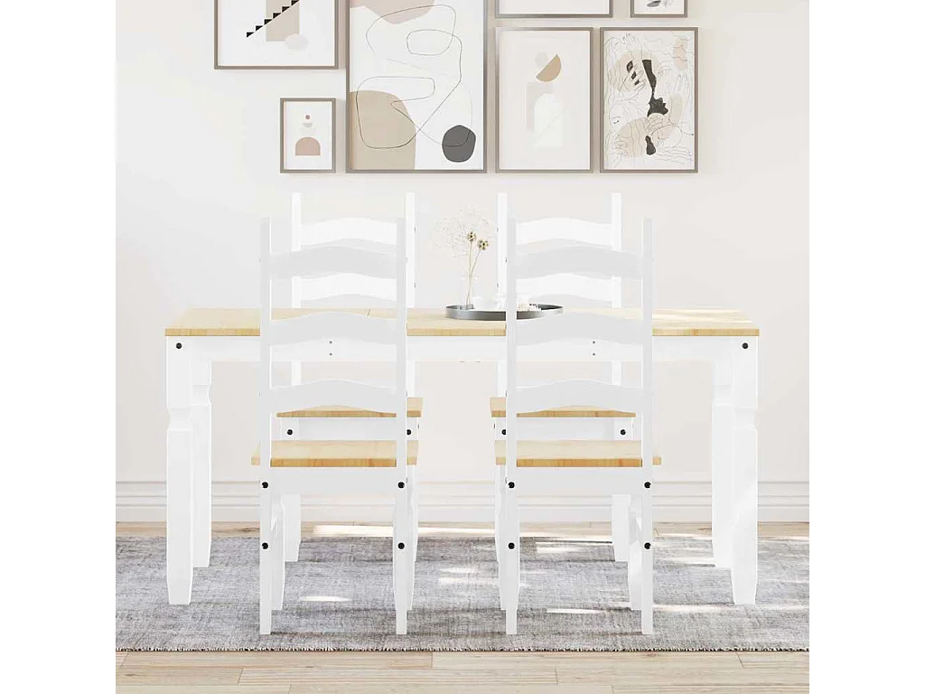 Ensemble à manger Panama 5 pcs blanc bois de pin massif