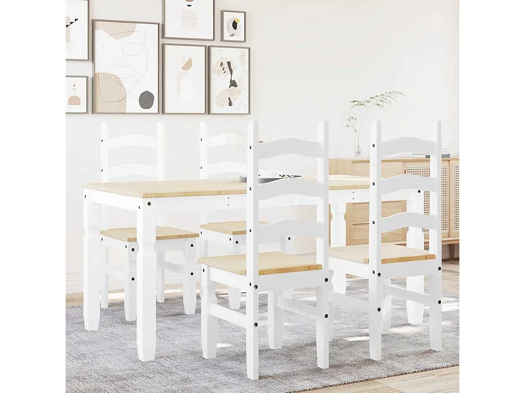 Ensemble à manger Panama 5 pcs blanc bois de pin massif