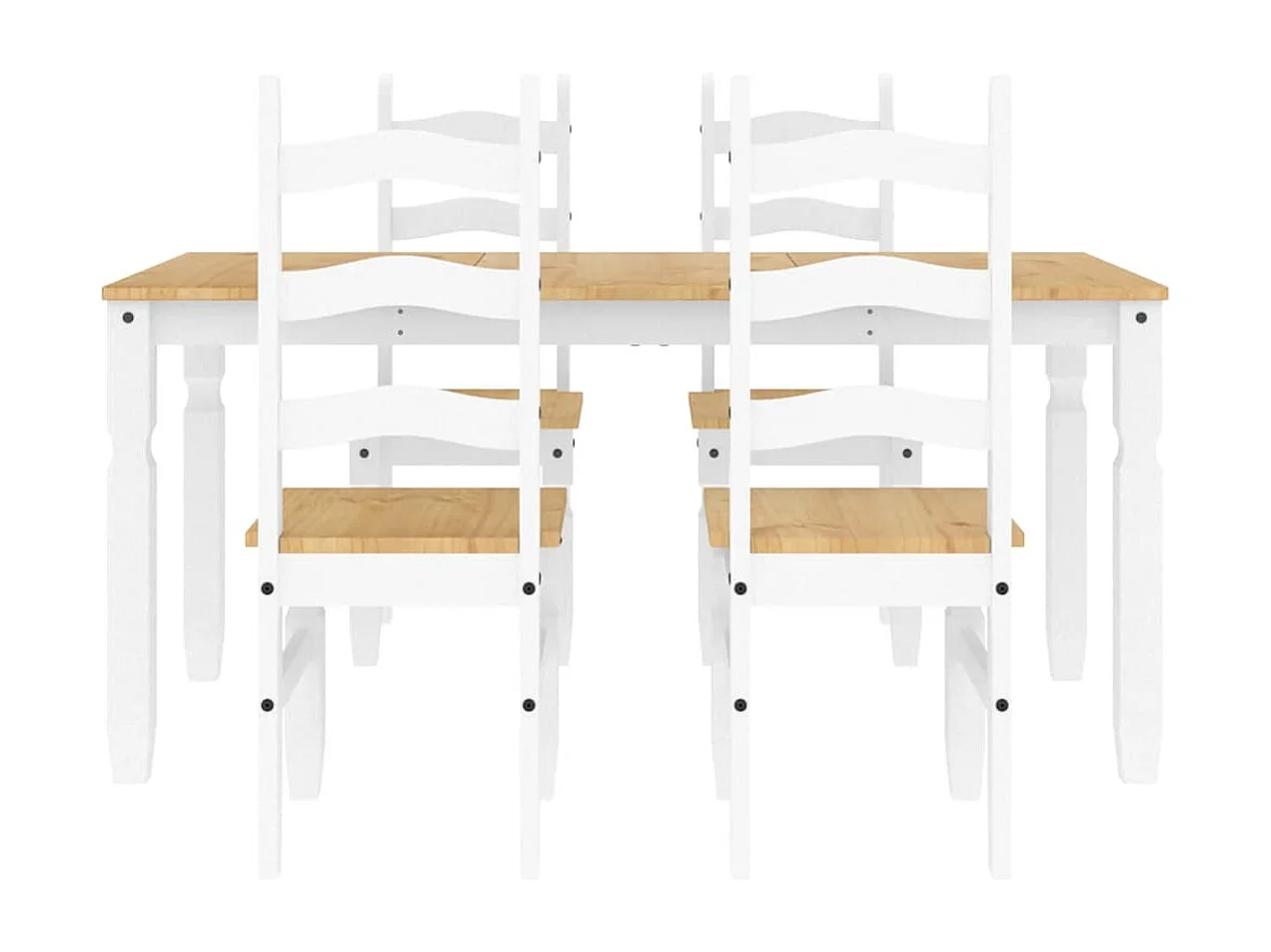 Ensemble à manger Panama 5 pcs blanc bois de pin massif