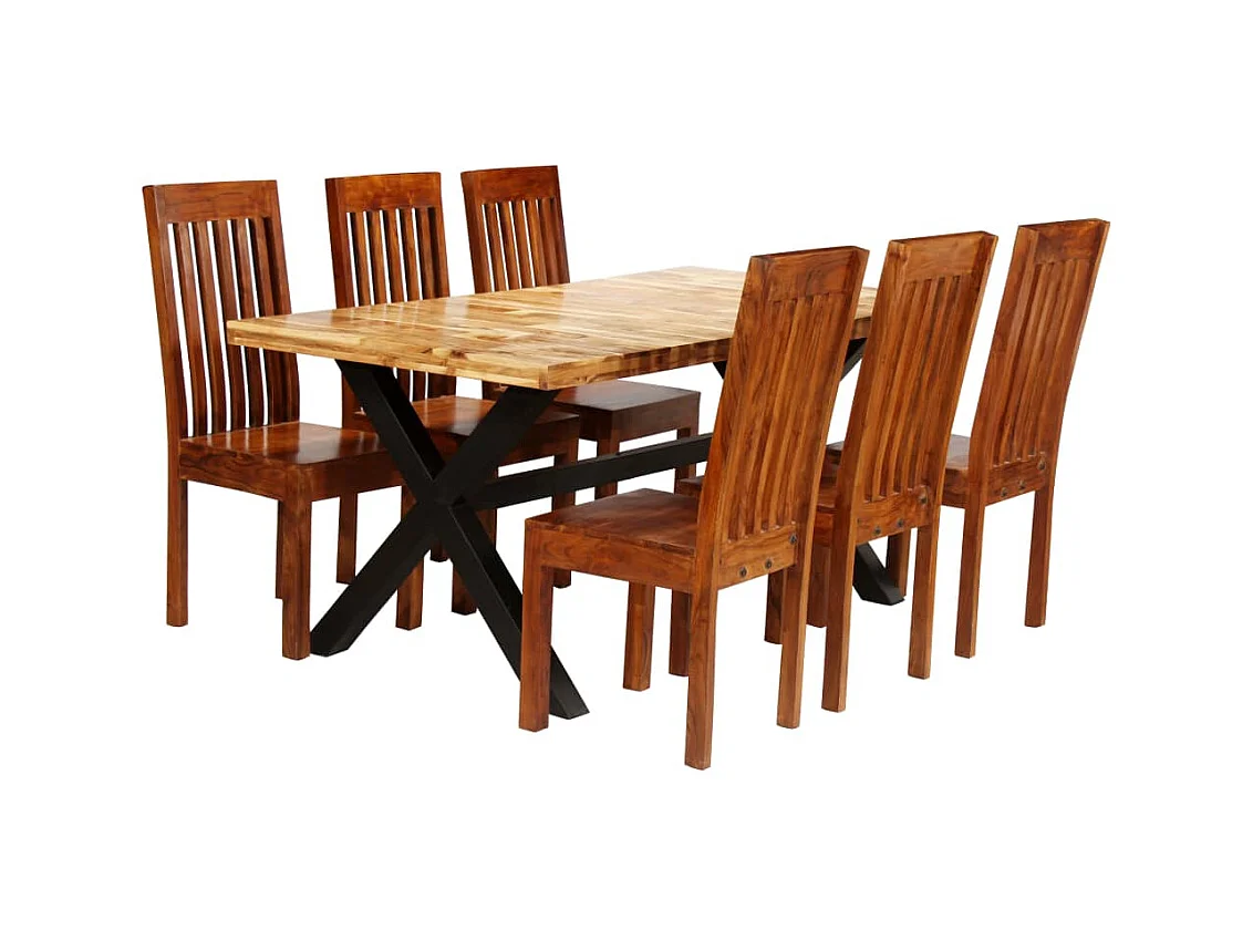 Ensemble de tables à manger 7 pcs Manguier et acacia massif