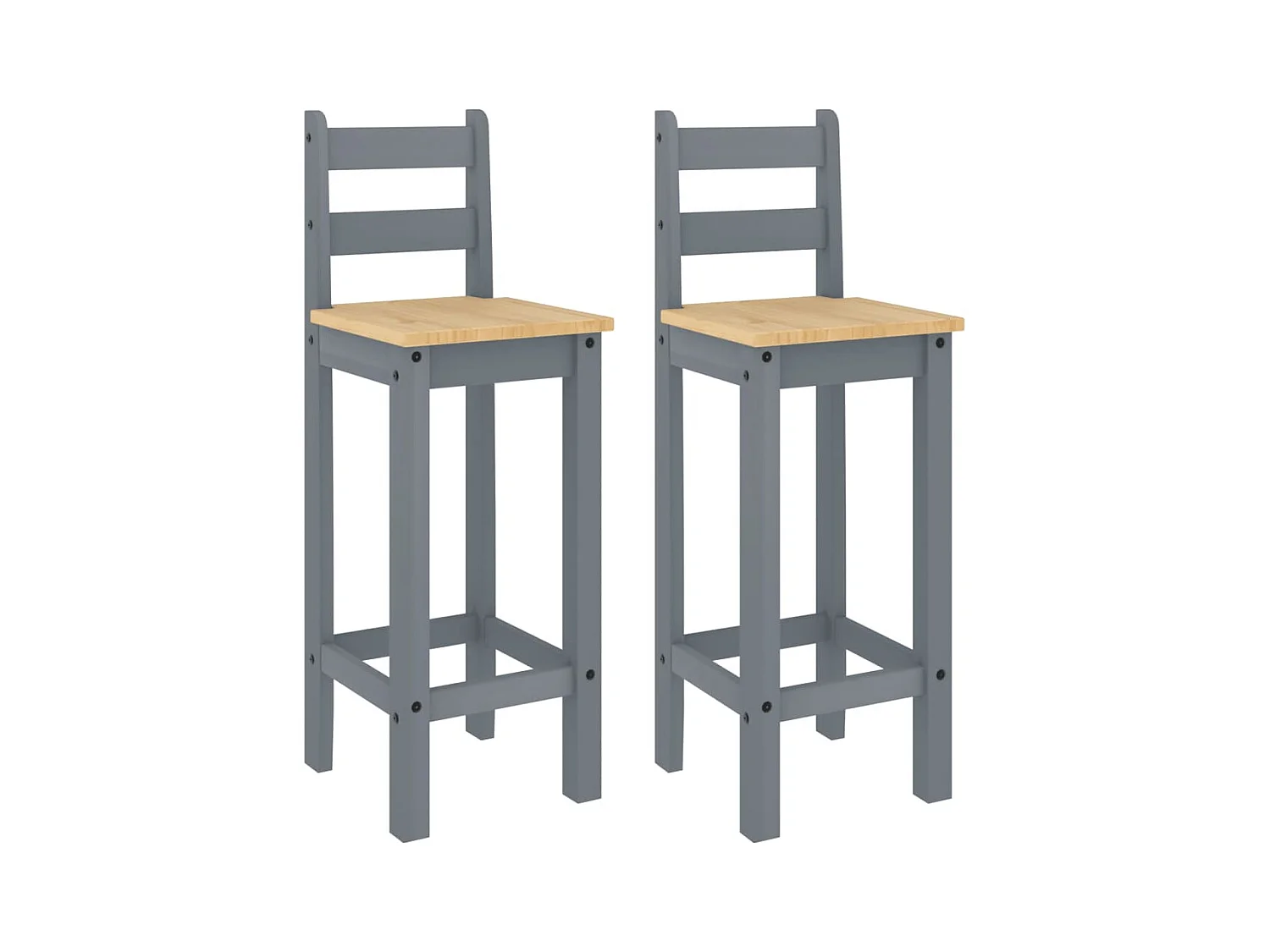 Barstoelen set van 2 grijs massief grenenhout