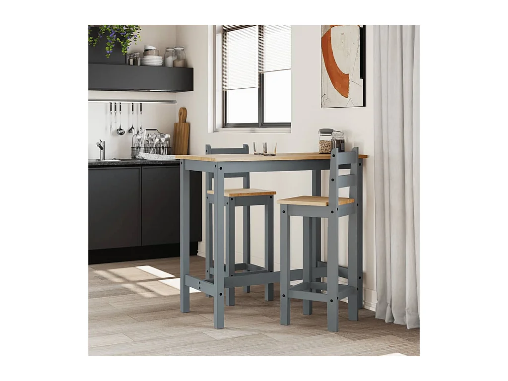 Barstoelen set van 2 grijs massief grenenhout