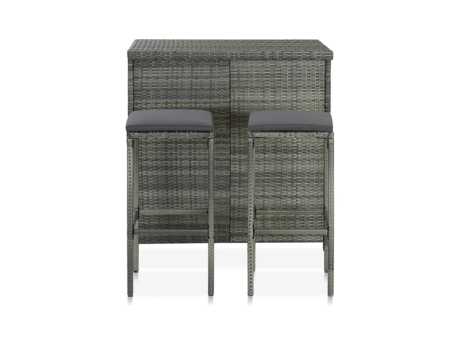 Juego de bar de 3 piezas, resina tejida gris