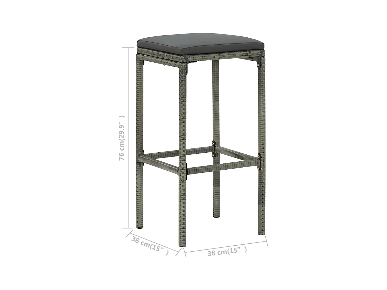 Juego de bar de 3 piezas, resina tejida gris