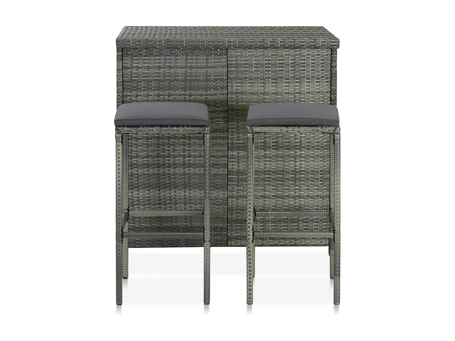 Set da bar da 3 pezzi, resina intrecciata grigia