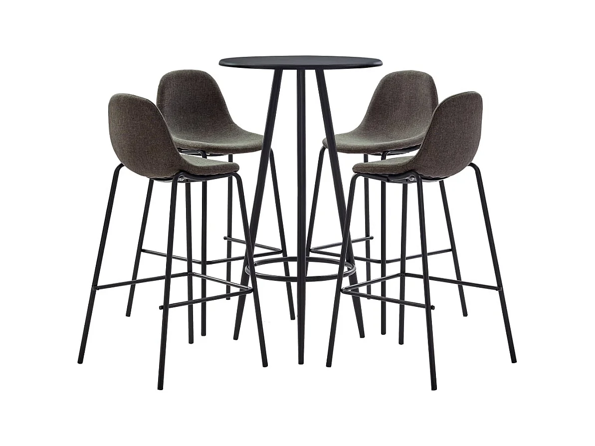 Juego de bar de 5 piezas, tela gris oscuro