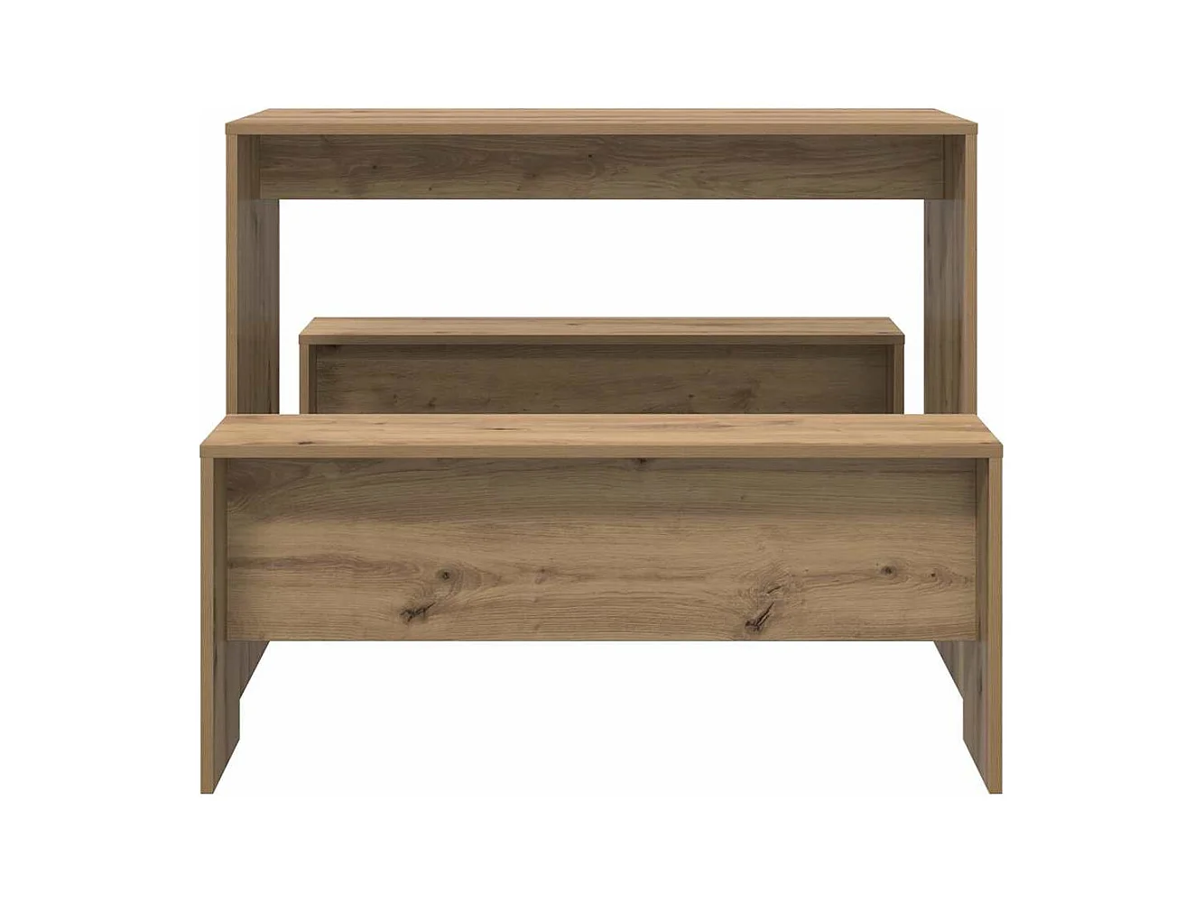 Juego de mesa de comedor y banco de madera de ingeniería de 3 piezas