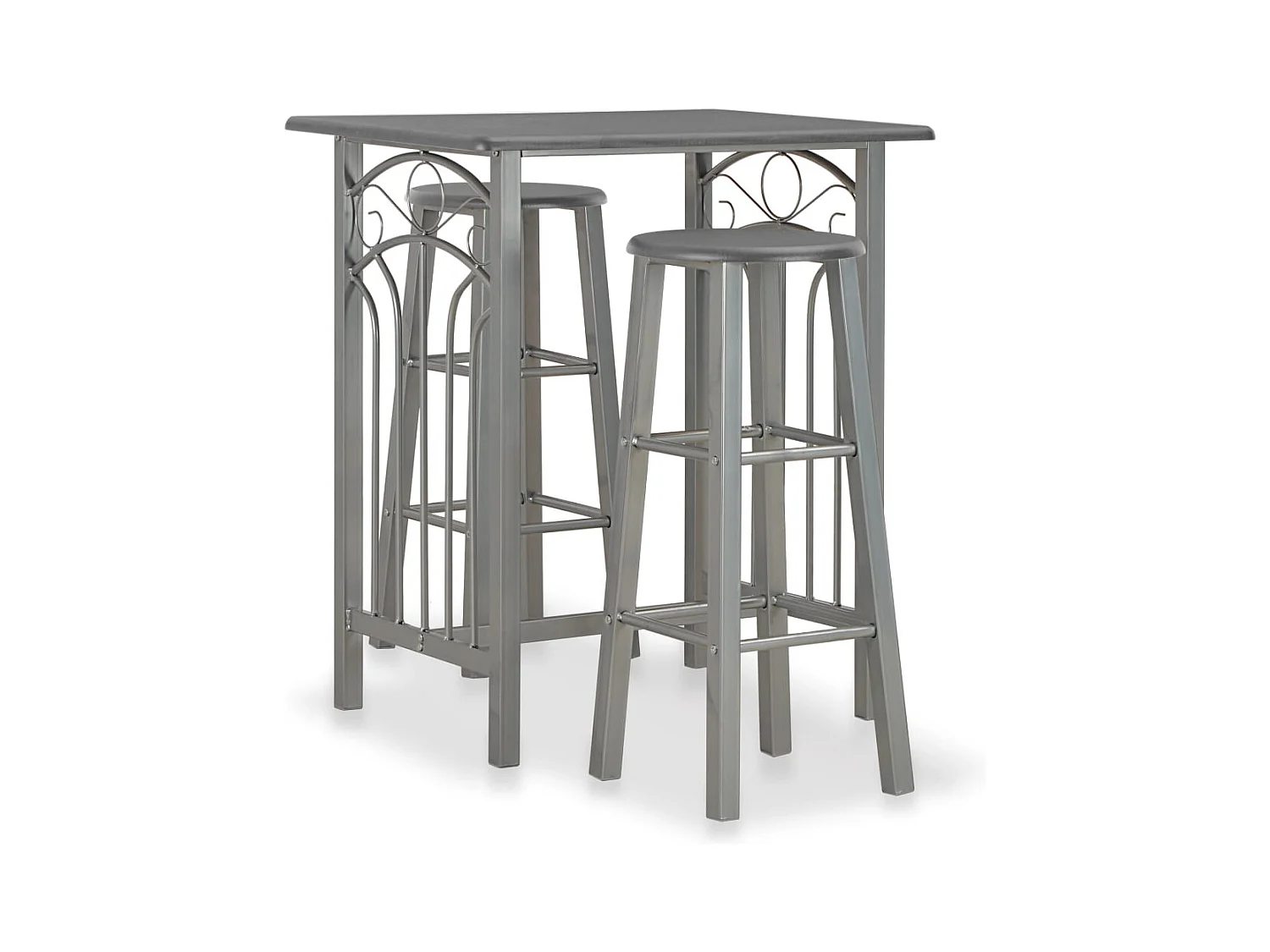 Juego de bar de 3 piezas en madera y acero, color antracita