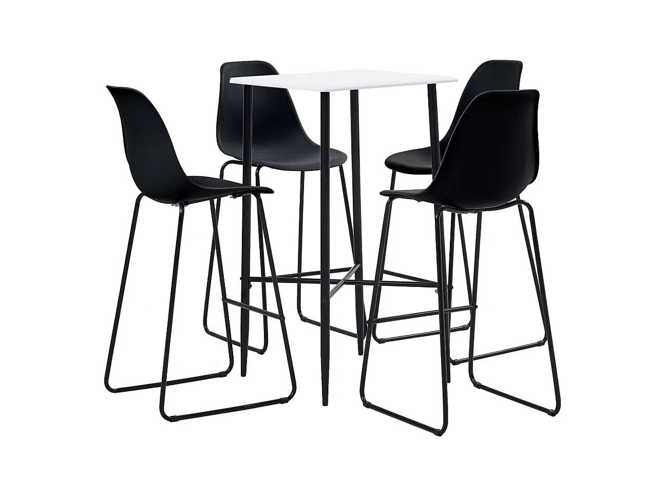 5-delige barset, zwart kunststof