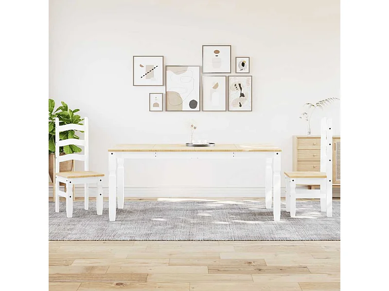 Panama 3-delige eetkamerset wit massief grenenhout