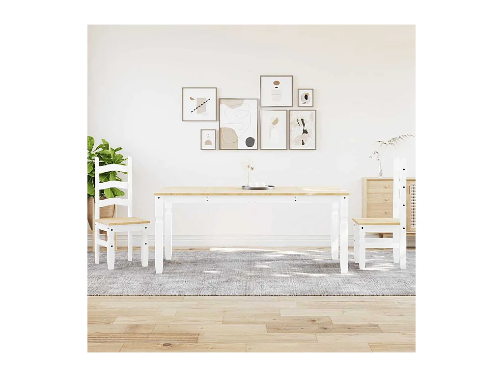 Panama 3-delige eetkamerset wit massief grenenhout