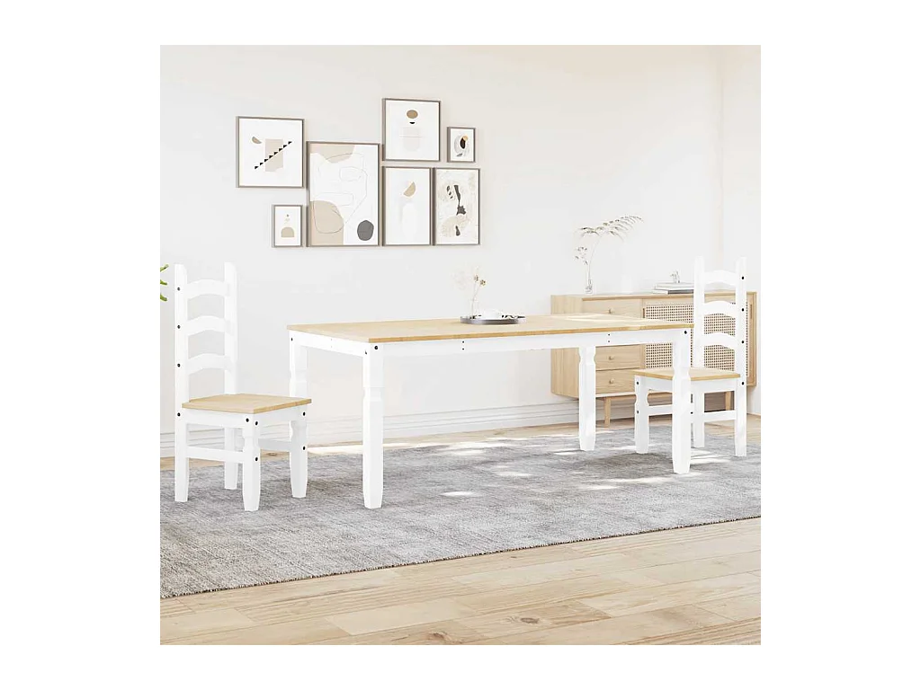 Panama 3-delige eetkamerset wit massief grenenhout