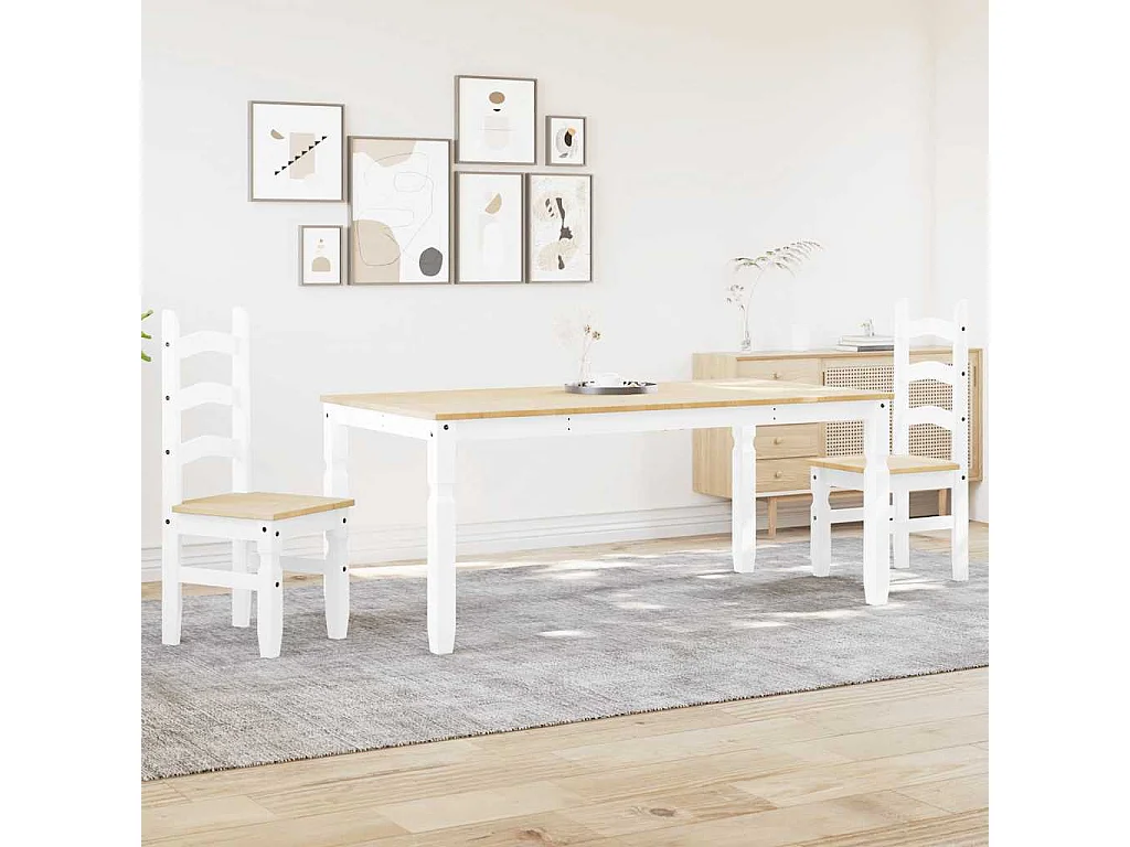 Panama 3-delige eetkamerset wit massief grenenhout