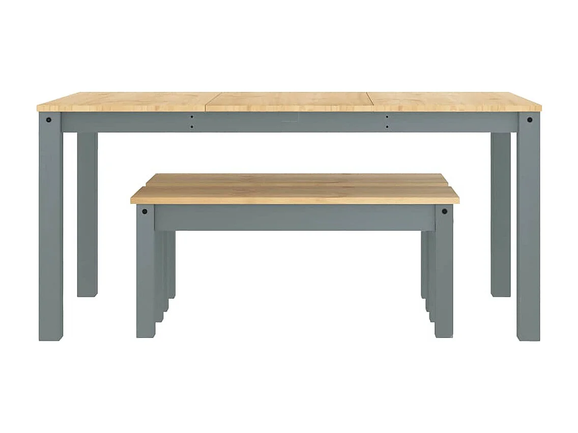 Juego de comedor Panamá de 3 piezas, gris, madera maciza de pino
