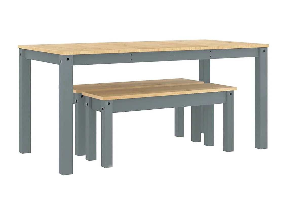 Ensemble à manger Panama 3 pcs gris bois de pin massif