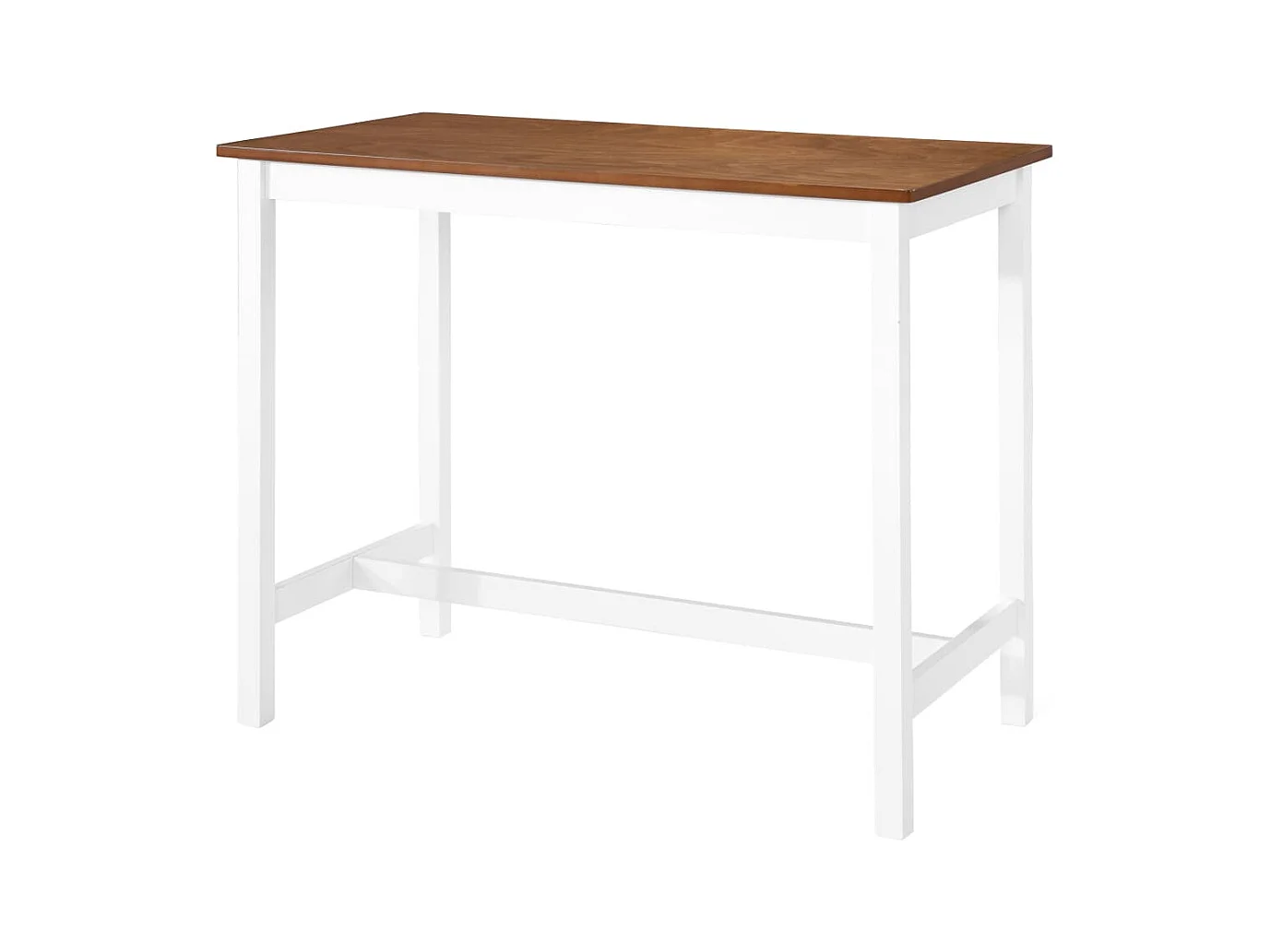 Juego de mesa y sillas de bar de 3 piezas, madera maciza, marrón y blanco