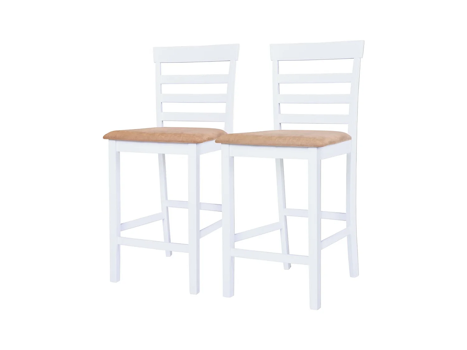 Juego de mesa y sillas de bar de 3 piezas, madera maciza, marrón y blanco