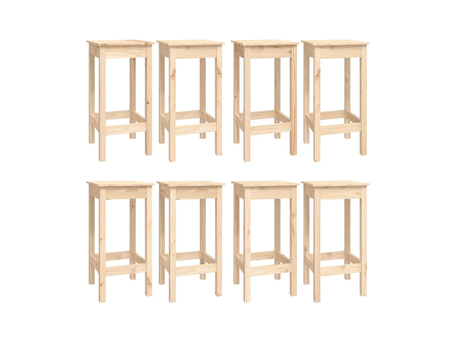 9-delige barset van massief grenenhout