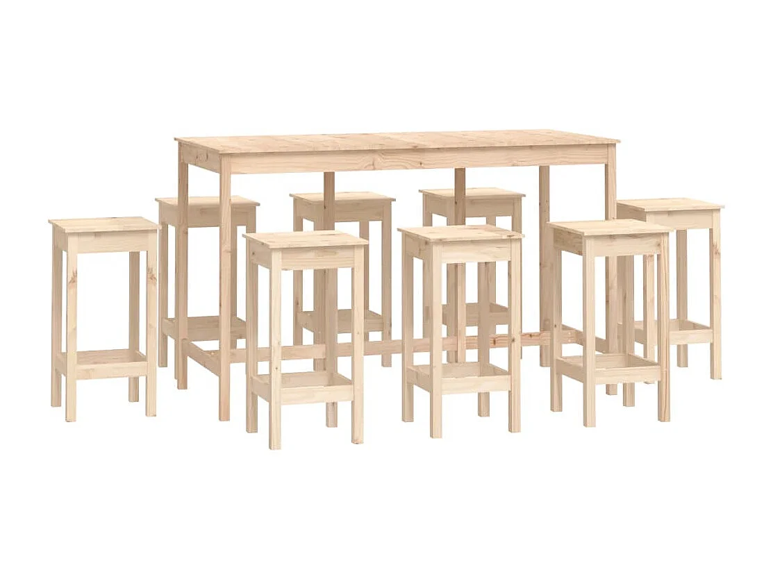 9-teiliges Bar-Set aus massivem Kiefernholz