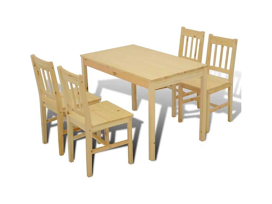 Houten eettafel met 4 stoelen Naturel