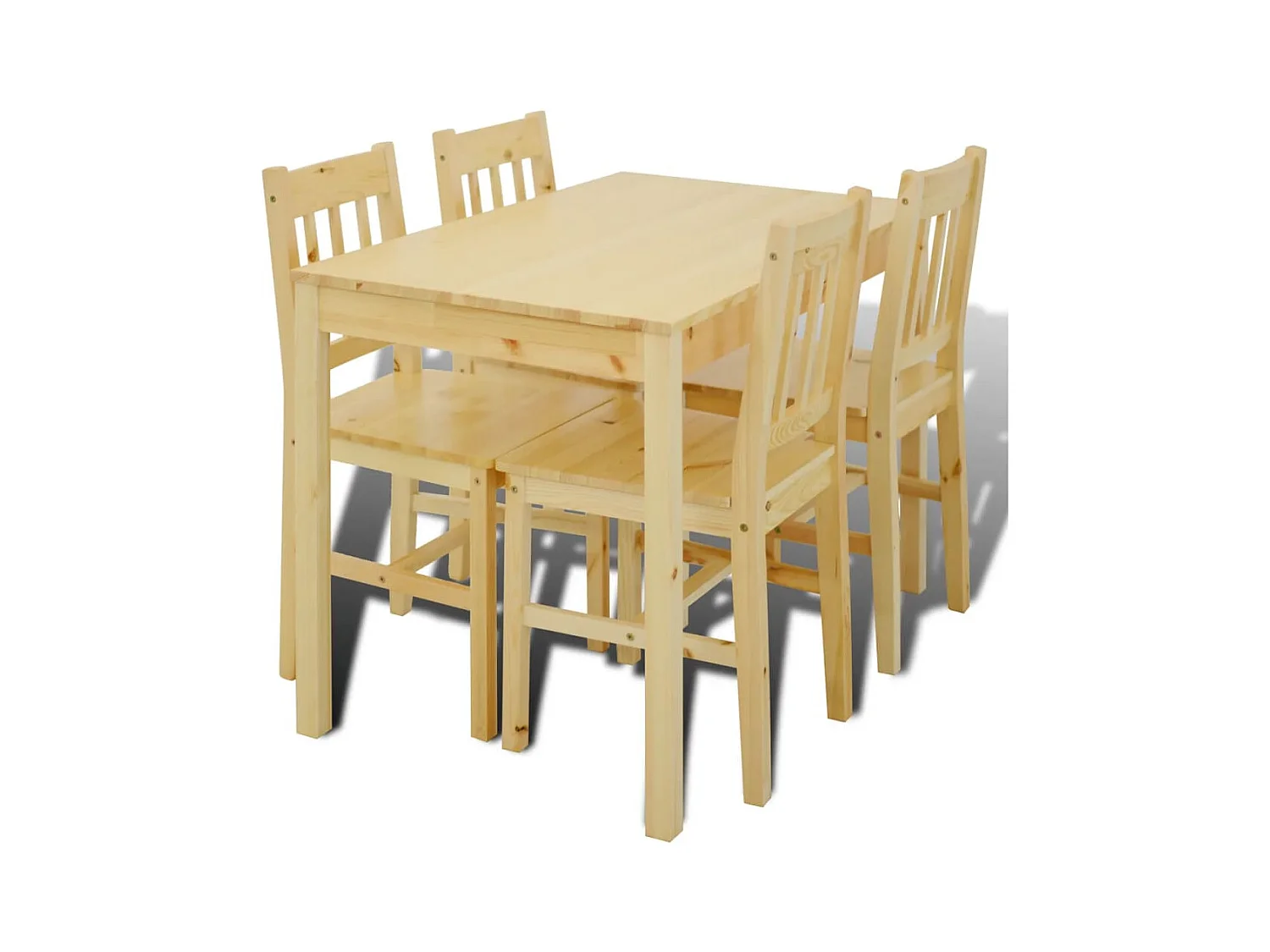Mesa de comedor de madera con 4 sillas Natural