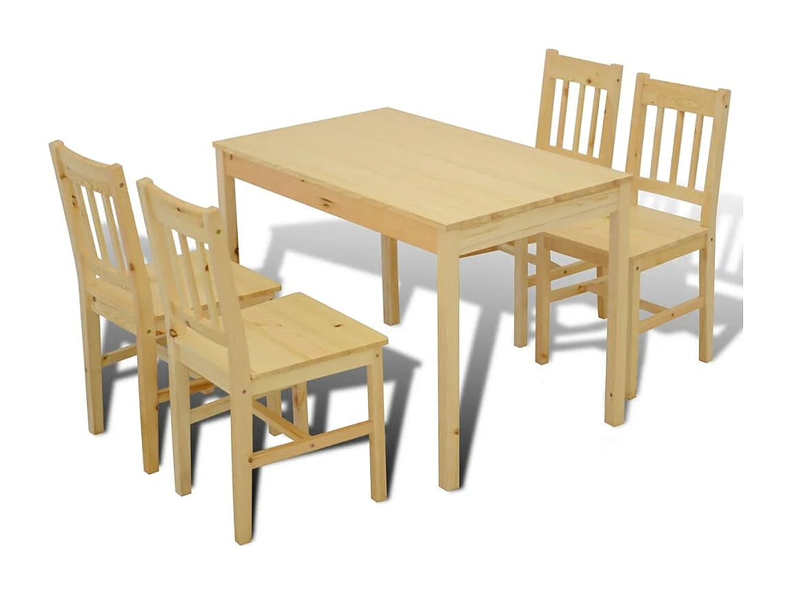 Tavolo da pranzo in legno con 4 sedie Natural