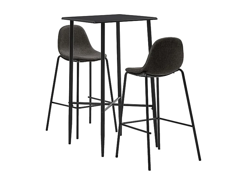 3-delige barset, donkergrijze stof