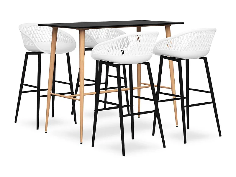 Set da bar da 5 pezzi bianco e nero