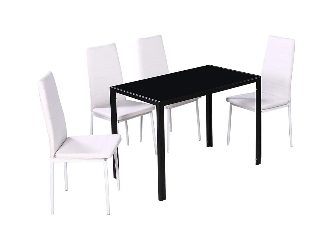 Juego de mesa de comedor de cinco piezas en blanco y negro