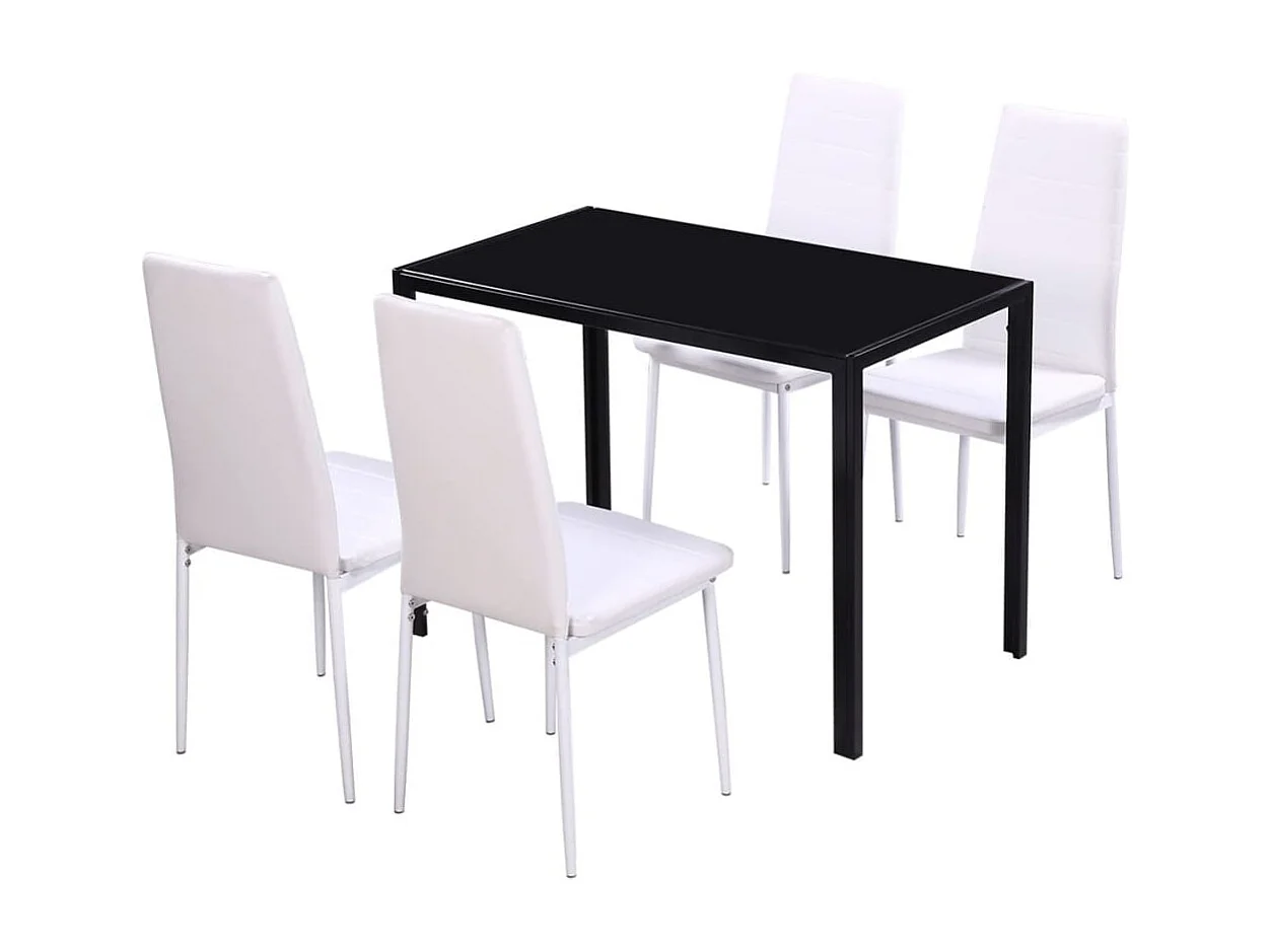 Juego de mesa de comedor de cinco piezas en blanco y negro