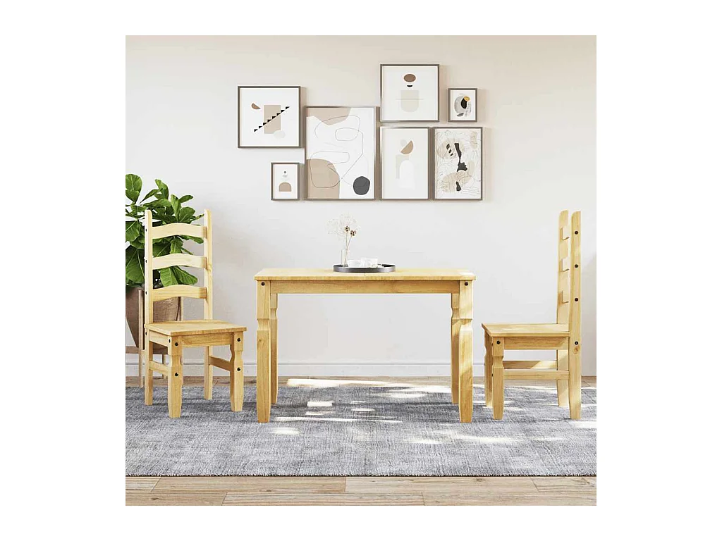 Juego de comedor Panamá de 3 piezas en madera maciza de pino
