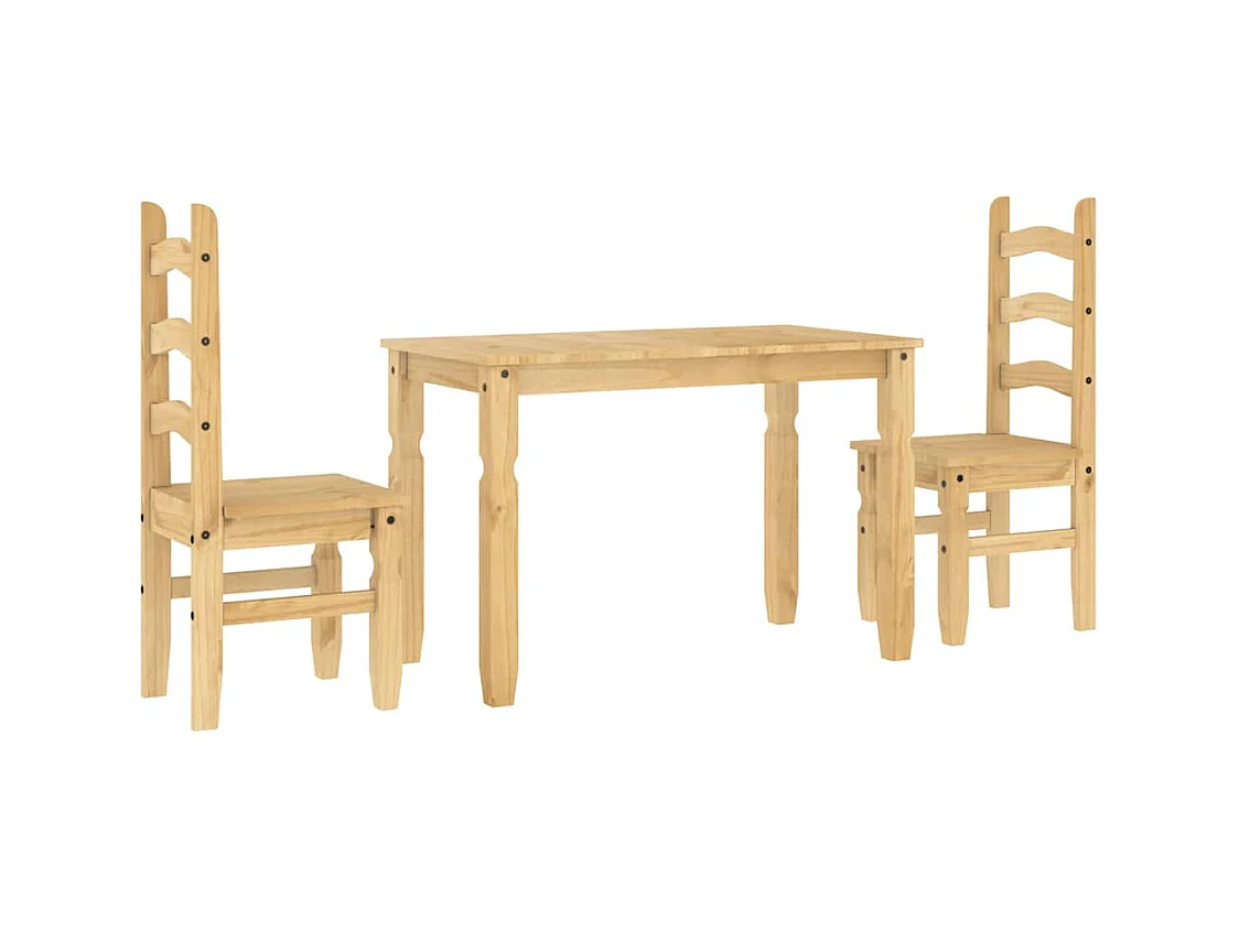 Juego de comedor Panamá de 3 piezas en madera maciza de pino