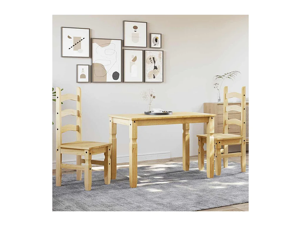 Juego de comedor Panamá de 3 piezas en madera maciza de pino