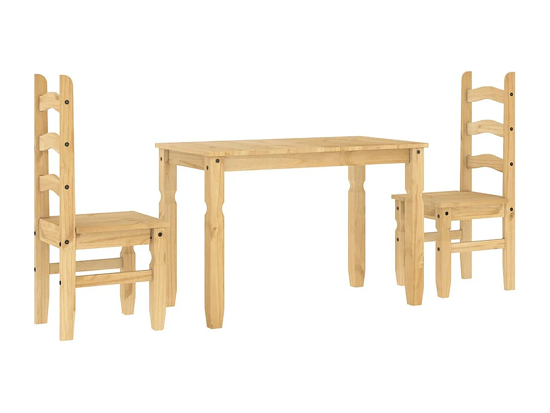 Set da pranzo Panama da 3 pezzi in legno massello di pino