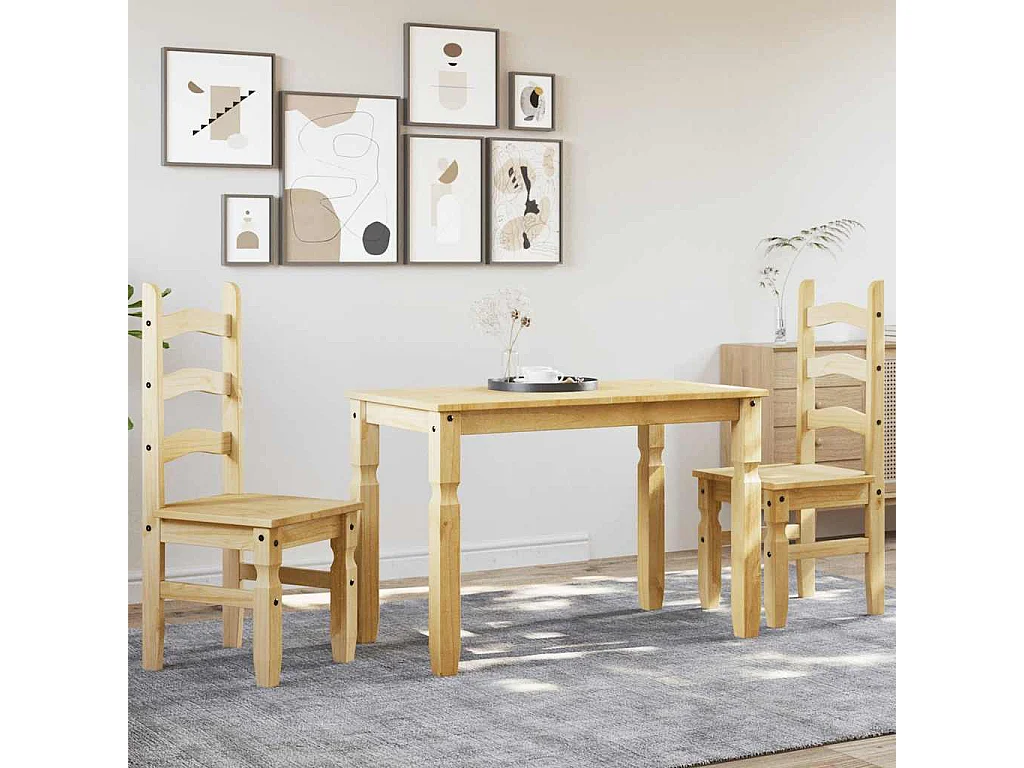 Set da pranzo Panama da 3 pezzi in legno massello di pino