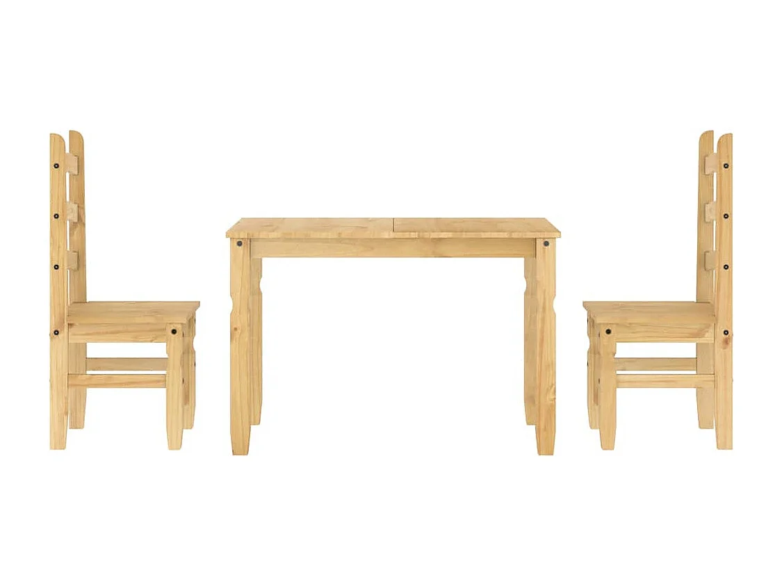 Set da pranzo Panama da 3 pezzi in legno massello di pino