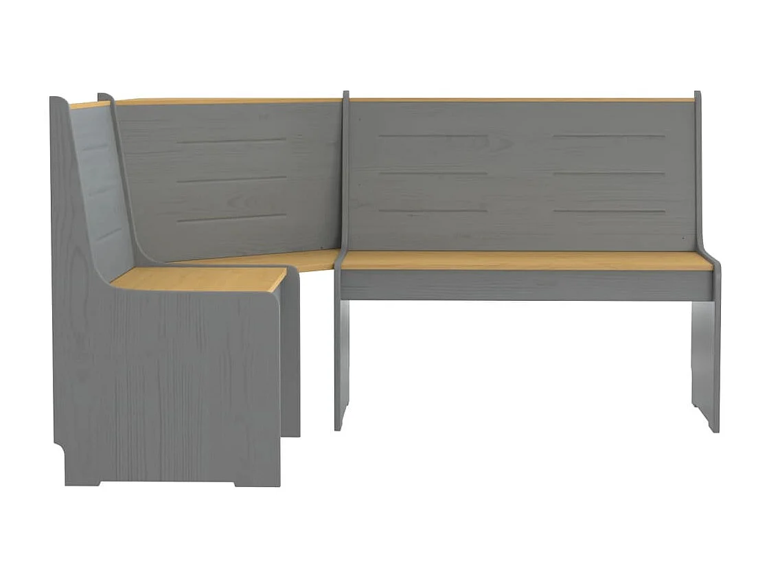 Juego de comedor REINE de 3 piezas en madera maciza de pino color marrón miel y gris