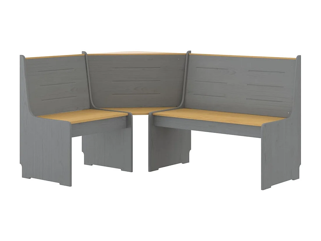 Set da pranzo REINE 3 pezzi in legno massello di pino grigio marrone miele