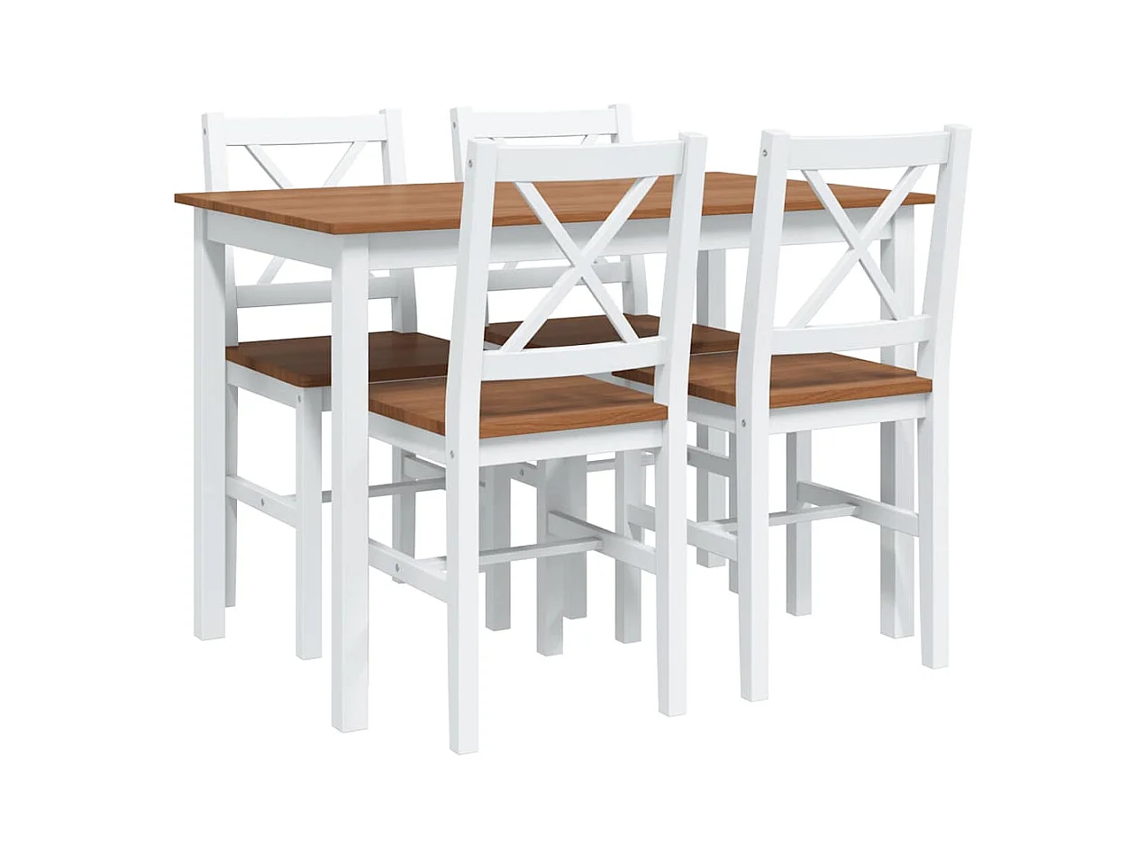 Juego de comedor de 5 piezas Marrón y blanco