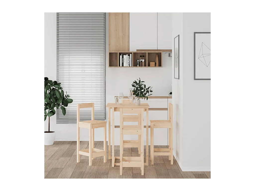 5-delige barset van massief grenenhout