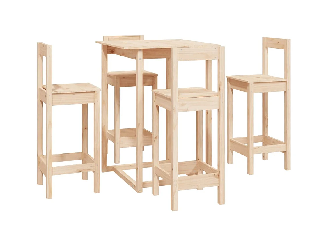 5-delige barset van massief grenenhout