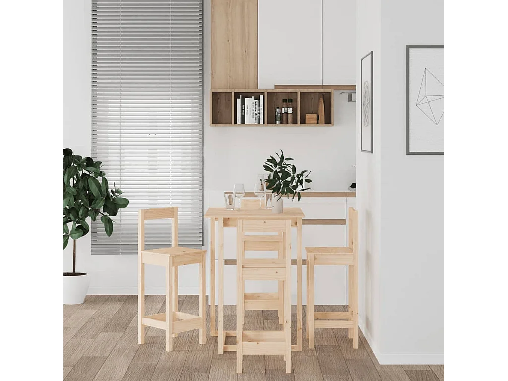 Set da bar da 5 pezzi in legno massello di pino