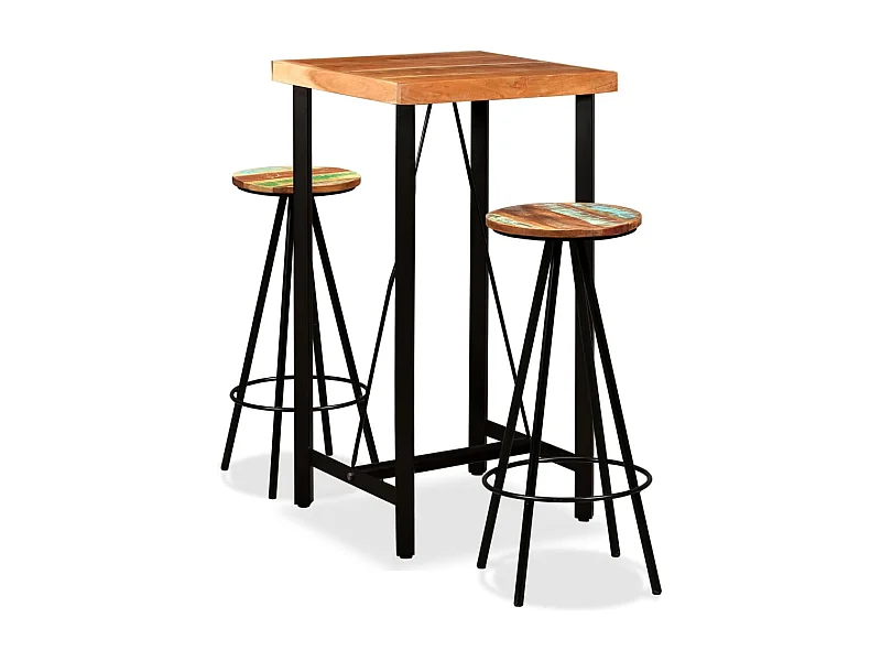 Juego de bar de 3 piezas Madera de acacia maciza y recuperada