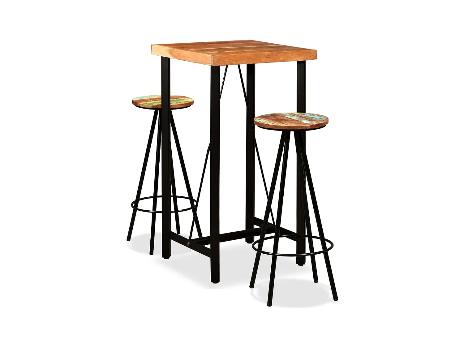 Juego de bar de 3 piezas Madera de acacia maciza y recuperada