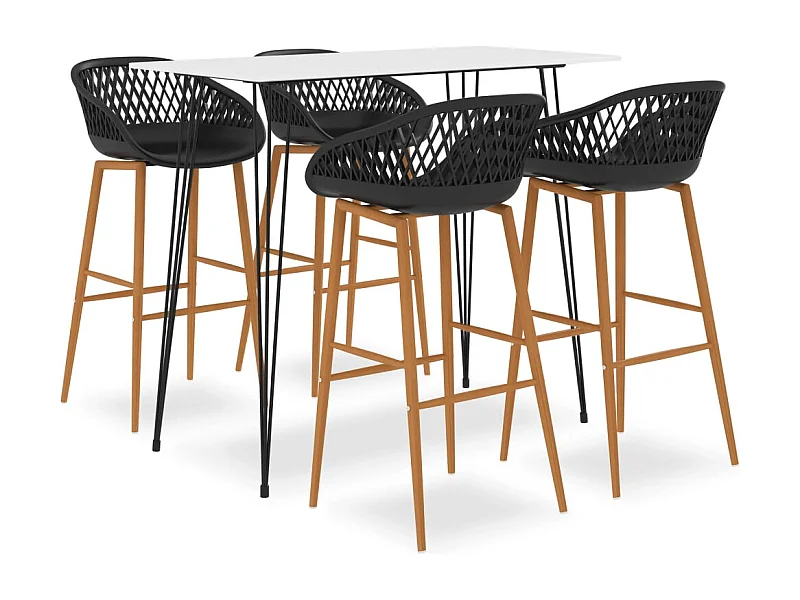 5-delige barset, wit en zwart