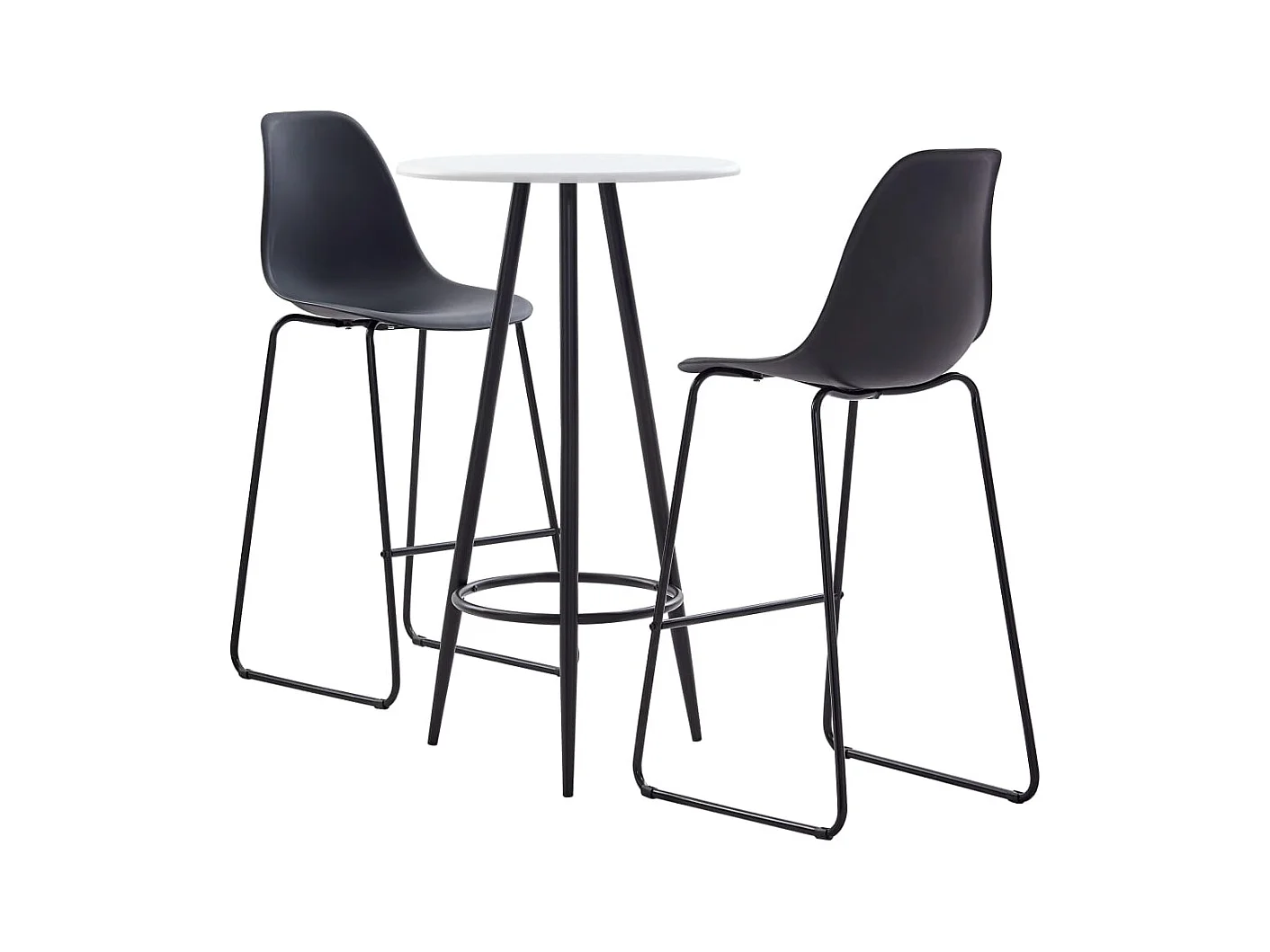 3-delige barset, zwart kunststof