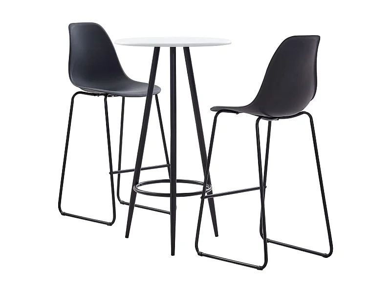 3-teiliges Barset, schwarzer Kunststoff