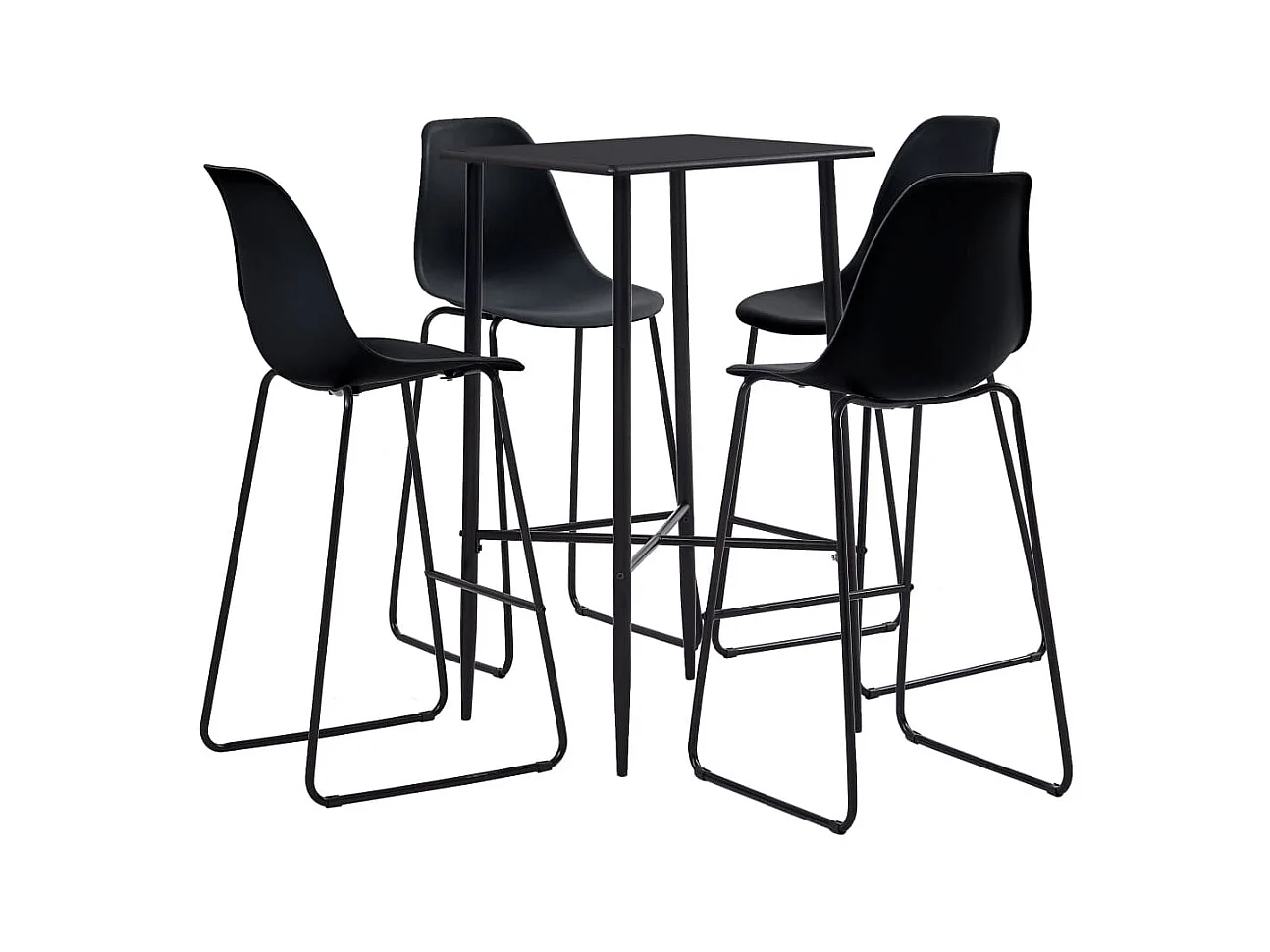 Juego de barra de 5 piezas, plástico negro