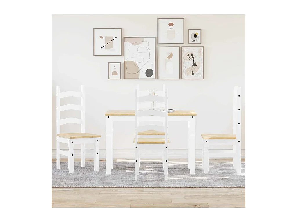 Panama 5-delige eetkamerset wit massief grenenhout